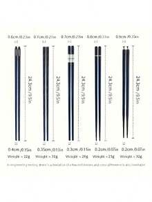 Non-Slip Fiberglass Chopsticks, 5-Pair Set - Vintage Style For Sushi, Restaurants & Events, Durable & Dishwasher ​ - màu đen - Xem 2