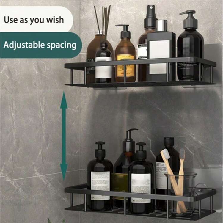 1pcs,Bathroom Storage Shower Caddy,Easy Installation Shower Organizer,No Drilling,Large Capacity,Stainless Steel Toiletries Storage,Stylish Appearance,Bathroom Shower Accessories Bathroom Decoration,Suspension Shelves - 1pcs - 查看 11