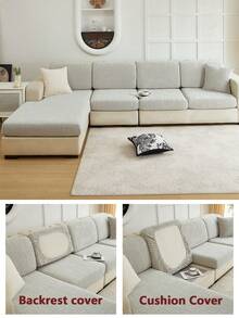 1 Vỏ bọc ghế sofa vải Jacquard chống thấm nước, phong cách hiện đại, co giãn, đơn giản, phù hợp cho mọi mùa, thân thiện với vật nuôi, chống trượt, chống bẩn, màu trơn, thích hợp cho bộ ghế sofa mô-đun hình chữ L, bảo vệ ghế sofa 1/2/3/4 chỗ ngồi, trang trí nhà cửa - Màu Xám nhạt - Xem 6