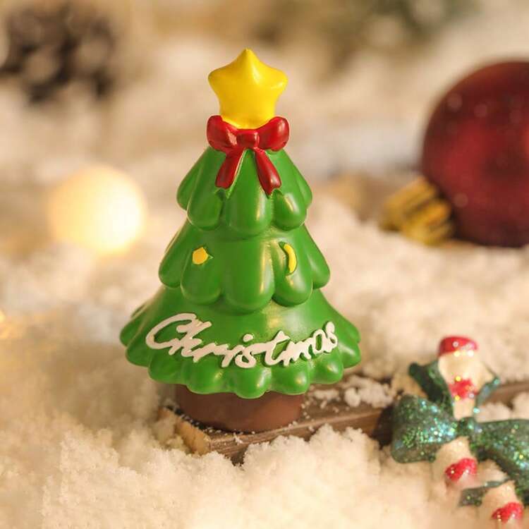 圣诞装饰品 圣诞老人和雪人树脂摆件，卡通场景装饰，礼品摆件 - 彩色 - 查看 9