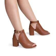 Lolla Maria Women's Closed Toe Ankle Boot Comfortable Heel Sandal - Camel - Ver 4