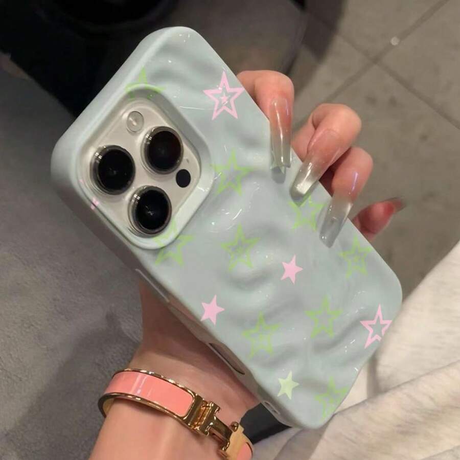 Teléfono Estilo coreano Pantalla completa Estrellas 16 Teléfono Pro 15 Suave 11 A prueba de golpes 12 Patrón de meteorito 14 Mujeres 13 - azul claro - Ver 1