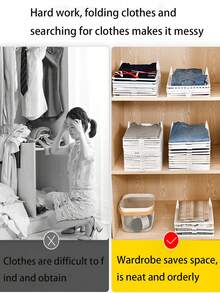 1pc Stacking Clothes Storage Artifact Slouchy Stacking Board Sweater Folding Board T-Shirt Shirt Sorting Pajama Cabinet Classification - Multicolor - View 11