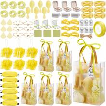 68/74PCS/6Sets Birthday Party Prizes For Winners Gifts Headband Hair Brush Jewelry Box Compact Mirror Powder Puff Hair Tie Claw Gift Bag Bridal Shower - 彩色 - 查看 6