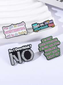 QIHOO 4 piezas Broche de esmalte con citas creativas "No pensar demasiado" para ropa, mochila, accesorios y joyas, regalo para amigos