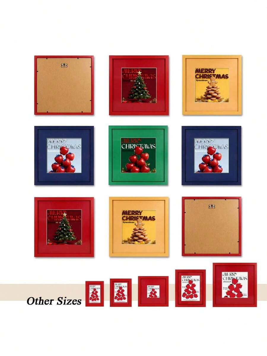 1个/3个彩虹系列彩色卡纸相框，尺寸分别为6英寸、7英寸、8英寸、10英寸、12英寸，适合装饰画廊墙或客厅墙面，可用作情人节或教师节礼物，不含相纸，也可用于生日、毕业典礼等场合。 - 彩色 - 查看 1