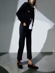 2025 New Autumn/Winter French Retro High Heel Furry Mary Jane Shoes, Soft Leather Thick Heel Pumps - Black - View 5