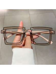 Fashion Cartoon Pattern Women's New Square Frame Glasses - Transparent - View 8