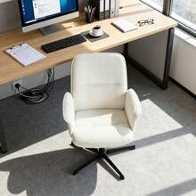 Meubles Cosy 現代專業辦公椅，採用圈絨布料、木質框架，高度可調節，可360°旋轉，白色軟墊，符合人體工學的北歐設計，適用於工作空間。 - 白色 - 查看 10