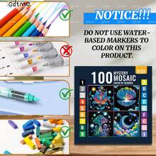 神秘马赛克成人涂色书，珠光纸封面，升级版120克厚纸，24张双面涂色页，尺寸7.9x7.9英寸，有助于提高注意力和智力，适合作为复活节、感恩节、母亲节、返校礼物，文具用品。 - 神秘馬賽克數字 - 查看 7