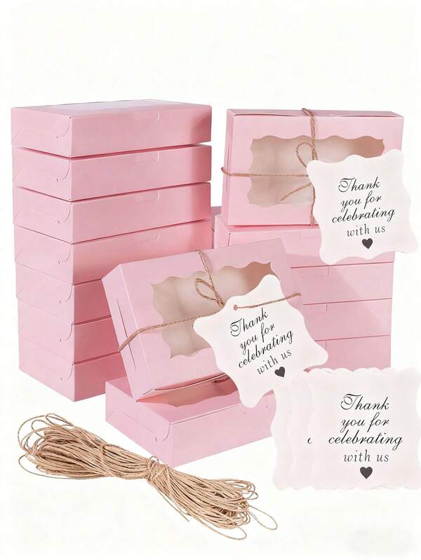 1/3/15 Pcs- Cookie Boxes Pastry With Clear Window 7 X 4.3x 1.5 Inch Kraft Bakery Treat Premium Gift Box Container For Dessert, Wedding, Party, Christmas, Birthday