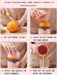 Small And Portable Premium Mini Lemon Juicer Simple Manual Juicer 2 In 1 Multifunctional Easy Fruit Juice Cup Rotating Squeezer Non-Slip Roller Suitable For Different Fruits - Easy To Use Plastic Juice Cup With Lid Great For DIY Fresh Juice Orange Lemon Juicer Gift - Multicolor - View 4