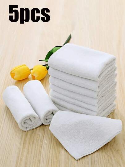 1~50pcs Simple White Face Towel, Hotel Lint-Free Towel For Bathroom, Soft Absorbent Face Towel, Bathroom Supplies