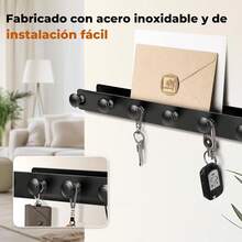 EstiloNOVANGUA Portal Llaves De Metal De Muro, Colgador Llaves, Estante Pared Multifuncional Con 6 Ganchos, Soporte Llaves Entrada, Organizador De Cocina Para Muro AutoadhesivoVersióN Mejorada - 1 - Ver 8