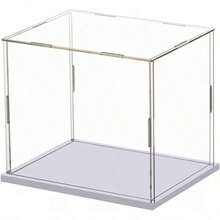 Clear Acrylic Display Case Assemble Cube Display Box Stand With PVC Material White Base Dustproof Protection Showcase For Collectibles Memorabilia Figurines 4*4*4inch;10*10*H10cm - Red and White - View 2