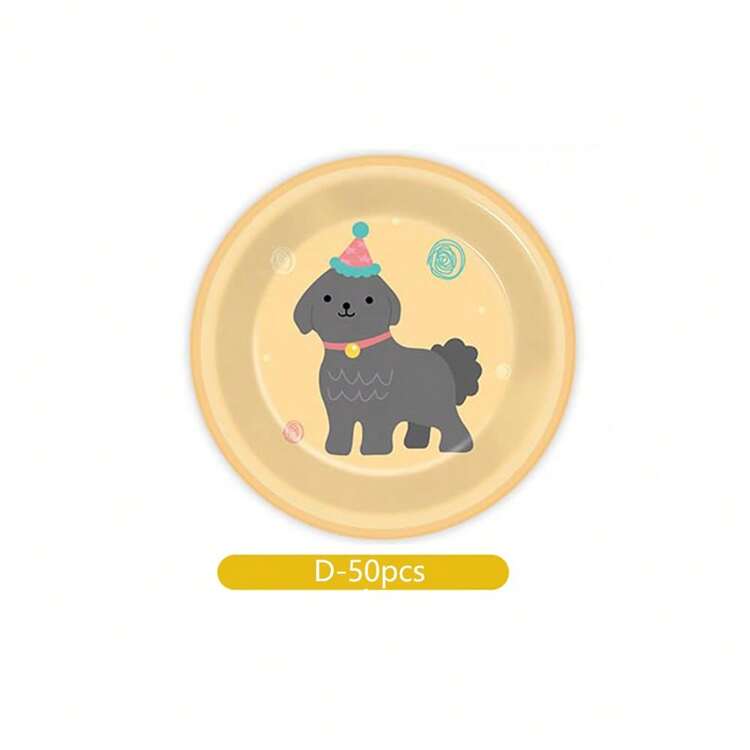 10pcs/20pcs/50pcs/60pcs,Rainbow Retro Puppy 7inch Paper Plates Set For Pet Dog Birthday Parties, Dog Birthday Party Paper Plates, Cute Cartoon Dog Plate Tableware For Pet Themed Party Decorations,Featuring A Vintage Puppy Face Suitable For Children's Birthday Parties And Baby Parties. - Multicolor - View 17
