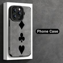 Funda de Teléfono con Patrón de Póker Negro para iPhone 16ProMax/15Pro/14Plus/13/12/11/7/8Plus/X/XR/XsMax, Resistente a Impactos, Diseño de Moda, Cubierta Protectora de TPU, Cuero Sintético - Colores mixtos - Ver 8