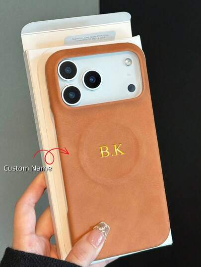 Personalized Custom Initial Name Phone Case Compatible With IPhone 17 16 15 14 13 Pro Max Retro-Style Sheepskin Magnetic Case Impact And Scratch Resistant Supports Wireless Charging The Perfect Gift Choice For Birthday And Christmas