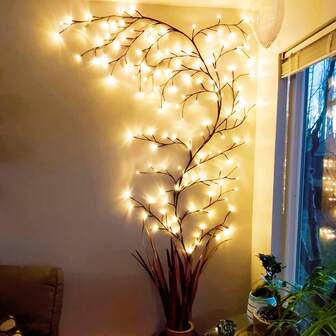 96 LEDs Bendable Willow Vine Lights - 8 Modes Rattan Tree Decorative Night Light, Indoor Home Decorative Light - 1.8m/6Ft, Gift For Festival Christmas, Halloween, Camping, Party, Birthday, Perfect For Garden Home Living Room
