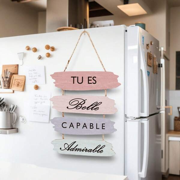 1 Stück französische Holz Wanddekoration Hängeschild, geeignet für Mädchenzimmer Dekoration, Wandposter, Wandkunst, Frauenheim Dekoration, tolles Geschenk zum Valentinstag, für Tochter, Mutter, Freundin, Weihnachten