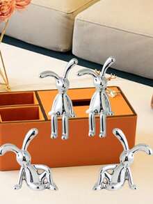 1pc Modern Silver Decorative Rabbit Figurine, Multipurpose Decor For Home, Kitchen, Office, Shelves, Desks, Vanities,Home Decor,Kitchen Decor Decor,Room Decor,Christmas Decor,Party Decor,Decorative Crafts,Desk Ornaments,Table Decorative Ornaments,Party Gift Decorations,Christmas Decorations,Christmas Gift. - Silver - View 8