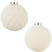 Large Velvet Christmas Ball Ornaments - 6 Inch Flocked Christmas Balls Shatterproof Drative Hanging Ornaments Set For Xmas Tree Holiday Wedding Party Dr (Cream, 2pcs), These Oversized Velvet Baubles Boast A Sumptuous, Soft Texture And Rich, Deep Hues, Adding Luxurious Warmth To Your Christmas Tree.  Their Full, Rounded Shape And Velvety Finish Make Them Stand Out As Elegant Focal Points, Elevating Your Festive Setup With Timeless Glamour.26616919,Fireplace Decoration ,New Year Decor ,Shatterproof - Đen và trắng - Xem 1