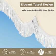 7ft Beach Umbrella Outdoor Patio Umbrella With Fringe & Sand Anchor, Outdoor Patio Heavy Duty Windproof Portable Tassel Umbrellas For Sand With Push Button Tilt & Carrying Bag, UPF 50+-Local Delivery - White1 - 查看 5