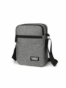 Large Capacity Fashion Men's Shoulder Diagonal Messenger Bag, Multi-Functional Adjustable Strap Zipper Closure, Multi-Compartment Practical Storage Men's Bag Festival - Grey - View 6