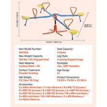 Kids Seesaw, 110 Lbs Load Capacity Per Seat, Sit And Spin Teeter Totter With 4-Prong Support Legs, Kids Outdoor Playground Equipment, Swiveling 360 Degrees Rotating For Children Aged 3+, 4 Seats - 110 lbs - 查看 7