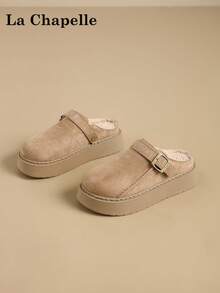 1 双 La Chapelle 女式休闲软底平底鞋，圆头低跟户外通勤鞋，优雅软底徒步鞋适合学生毕业照，低帮皮革保暖鞋