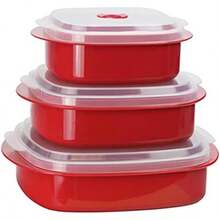Calypso Basics por Reston Lloyd Utensilios de cocina para microondas, 6 piezas, vaporera y almacenamiento, color negro, , 1(Rojo -) - Tipo 8 - Ver 1