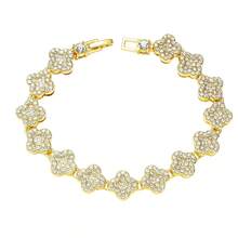 1条18K镀金不锈钢四叶草扣手链，镶嵌水钻，搭配同款四叶草合金手链，不锈钢四叶草手链钉，时尚叠戴日常配饰，音乐节礼物 - 金色 - 查看 4