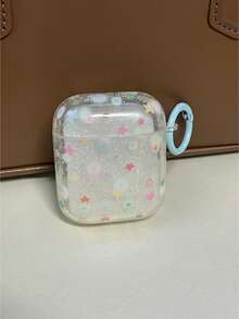 彩色星形图案硅胶耳机保护套，兼容苹果1/2/3/4代无线蓝牙耳机，时尚韩日风 - 無色 - 查看 8