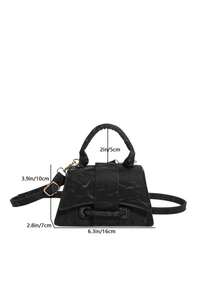 高品质口红袋，迷你方形包，新款纯色百搭手提包，女士包 - 黑色 - 查看 3