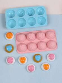 1pc 8-Piece Silicone Mold Set With Different Shapes, Including Heart, Rose, And Bow Shapes, Suitable For Homemade Chocolate, Candy, And Cake Molds