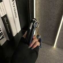 奢华 Y2K 草编图案深蓝色手机壳,牛仔布花朵手链设计,兼容三星 Galaxy ZFlip7、Z Flip6、ZFlip 5 后盖 - 寶藍色 - 查看 10