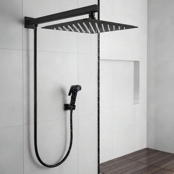 Chuveiro Ducha Slim Quadrada C/ Chuveirinho Luxo E Desviador