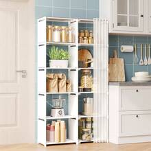 Tomnk 4-Tier Kitchen Storage Cabinet, Space-Saving Pantry Organizer With Shelves, Easy-Assembly Food & Cookware Storage For Home, Dorm Or Rental Home Decor, Party Storage, Christmas Storage, New Year Storage - Multicolor - View 2