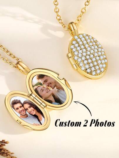 1pc Vintage Hexagon Necklace With Photo, Custom Photo Necklace, Photo Locket Necklace, Christmas Gift, Wedding Gift, Personalized Gift For Her