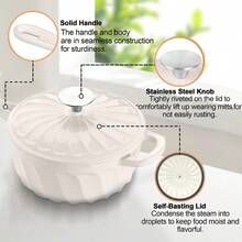 Enameled Cast Iron Sauce Pan 2 Quart With Lid For Cooking Pasta Sauce Gravy Puddings Marinating And Boiling Mini Dutch Oven In White Durable Enameled Surface Even Heat Distribution Ideal For Stovetop And Oven Use - White - View 4