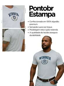 Camisa Camiseta Masculina Basica Manga Curta 100% Algodão Lançamento Premium Estampada PontoBR