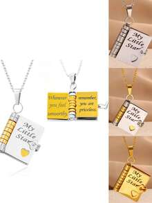 قلادة قلب من الفولاذ المقاوم للصدأ بشكل حروف حب مناسبة للسيدات للاستخدام اليومي هدية عيد ميلاد مجوهرات