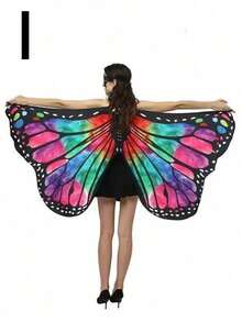 购买一件产品：一款仙女披肩，饰有蝴蝶翅膀，双面印花紫色蝴蝶翅膀图案。这款蝴蝶披肩适合女孩和女士，也适合圣诞节和其他节日装扮。 - 彩色 - 查看 16