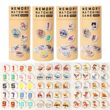 1 Set Children's Wooden Memory Matching Puzzle Game Set (4 Themes: Dinosaur/Number/Transportation/Animal) - Parent-Child Interactive Early Education Toy, Gift For Boys & Girls, Fun Thinking Training Tabletop Game, Children Interactive Game - Multicolor - View 3