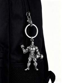 1个合金哑铃钥匙扣，肌肉线条设计，男女皆宜的励志礼物，适合运动、健身、减肥，可打开的环形扣，健身礼物 | 肌肉图案设计 | 励志健身铜质钥匙扣，生日、圣诞节送给他、男友、丈夫的最佳励志钥匙扣礼物 - 白色 - 查看 3