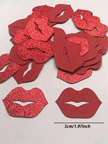 500pcs Red Lips/Heart Confetti, Glitter Paper Lip Cutouts, Versatile Party Decorations, For Wedding, Birthday, Anniversary, Bachelor Party, Christmas, New Year, Graduation, Bar/Bat - Multicolor - View 8
