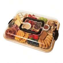Bamboo Cheese Trays, Portable Food Trays, Suitable For Camping, Parties, And Restaurants | Holiday Appetizers, Cooked Food, And Snack Service Trays, Food Storage Trays, Bamboo Materials, Restaurants, Kitchens, Outdoors,New Year's Day/Valentine's Day/Ramadan. Health And Materials. - Multicolor - View 1