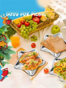 1/5件套创意星形餐盘，加厚星形设计，多件套装，适用于生日派对、蛋糕和小吃服务、节日聚会、摄影道具、独立日、生日开胃菜、甜点 - 彩色 - 查看 2