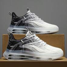 男士时尚透气轻便休闲运动鞋，网眼渐变百搭时尚运动鞋，跑步和散步 - 灰色 - 查看 2