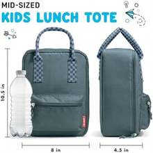 Fit & Fresh Connor - Lonchera para niños, versátil con aislamiento térmico para escuela y campamento, bolsa de almuerzo para adultos con bolsillo frontal con cierre, verde(Estándar gris (Boulder Gray)) - Tipo 2 - Ver 2